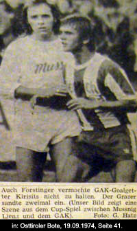 Rapid Lienz vs. GAK, FB-Pokal 1974